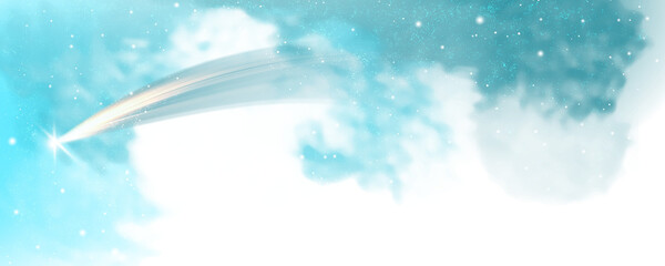 glowing shooting star arc light effect with stardust and sparkles © Medamine