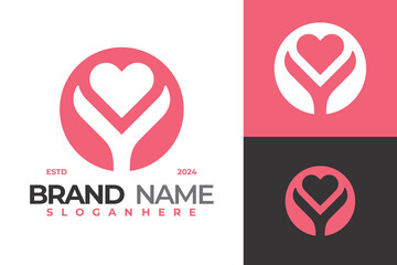 Letter M Heart Logo Design Vector Template