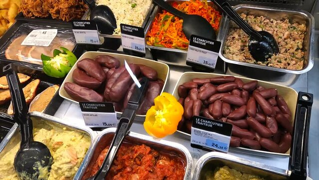 A vibrant showcase of Creole sausages and an array of dishes.