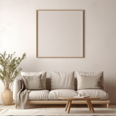 A white blank canvas mockup adorns the wall