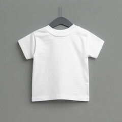 Blank white cotton newborn baby top t-shirt mock-up template design.cute little boy girl child isolated infant toddler shirt clothing fashion apparel wooden store mockup illustration.