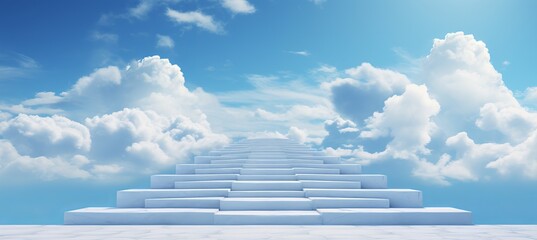 Ascend the stairs of success  a conceptual journey toward the limitless blue sky