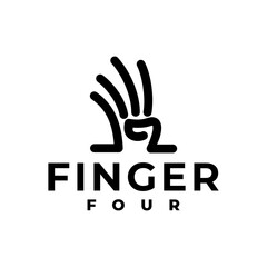 Fototapeta premium illustration of a hand showing a four finger. hand vector logo template.