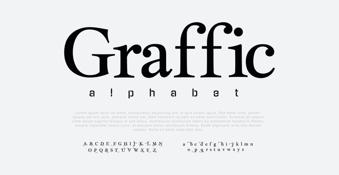 Graffic Modern minimal abstract alphabet fonts. Typography technology, movie, digital, music, future, logo creative font. vector illustration