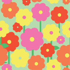 seamless pattern with flowers spring happy