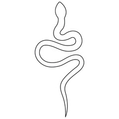 Obraz premium Continuous one line art drawing of venomous snake outline art vector illustration 