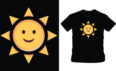summer sun emoji face with cute expression for social media t-shirt design graphics