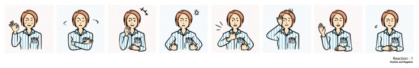 人物イラスト｜コンビニ店員（リアクション1）