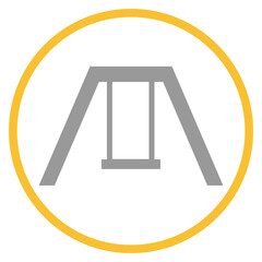 Button grau orange mit Schaukel Icon: Spielplatz