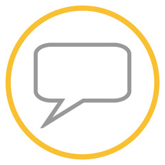 Button grau orange mit Sprechblase Icon: Kontakt