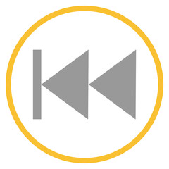 Button grau orange mit Zurückspulen Icon: vorheriger Titel