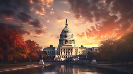 US Capitol building at sunset, Washington DC, USA.
 - obrazy, fototapety, plakaty