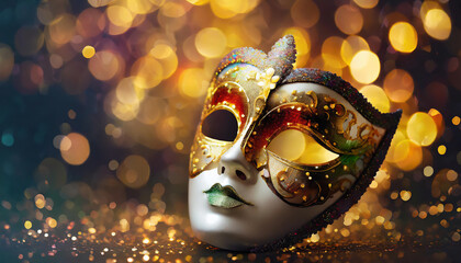 Venetian Mask with Bokeh Background
