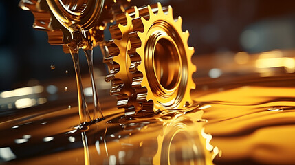 pouring oil, dripping oil, Freeze motion of pouring oil, golden yellow bubble oil, Oil Gear, Closeup Oil, ai generated 