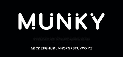 Munky Abstract minimal modern alphabet fonts. Typography technology vector illustration - obrazy, fototapety, plakaty