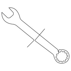 Continuous one line art drawing repair tool icon Service center symbol engineer day 
