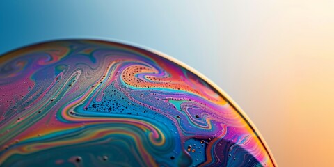 Iridescent soap bubble skin, with thin, swirling layers of color creating a delicate, ephemeral texture