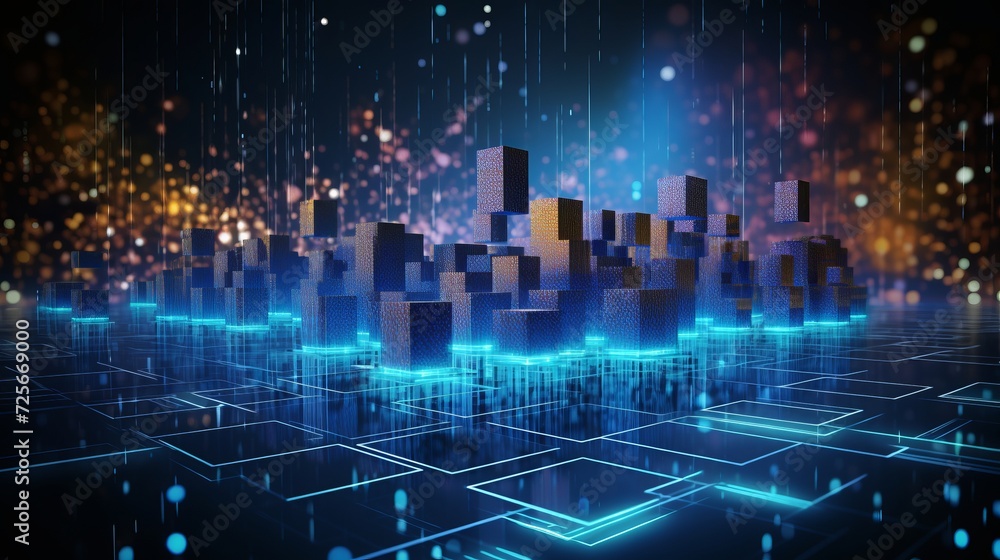 Poster dynamic visualization of artificial intelligence and big data technology flow