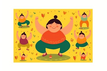 Naklejka premium Fat woman doing exercise. AI Generated