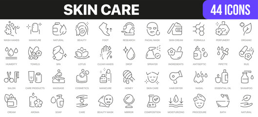 Skin care line icons collection. UI icon set in a flat design. Excellent signed icon collection. Thin outline icons pack. Vector illustration EPS10