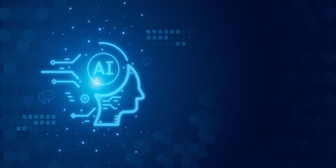Artificial intelligence Ai self learning improving development problem solving solution tasks of future technology, ai graphics computer chip brain memory power, futuristic blue abstract background.