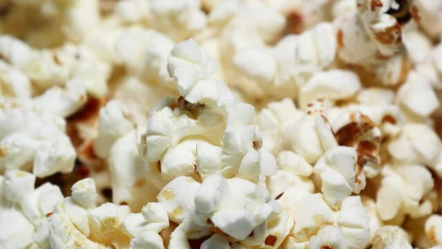 Sweet butter popcorn, close up,4k