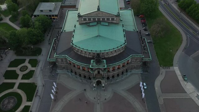 Semperoper Dresden. top view. drone shot.