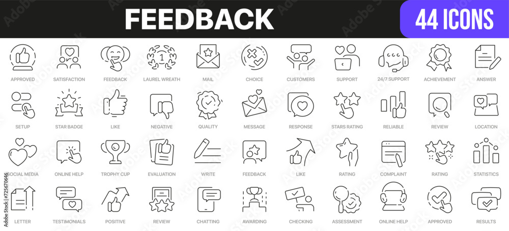 Fototapete feedback line icons collection. ui icon set in a flat design. excellent signed icon collection. thin