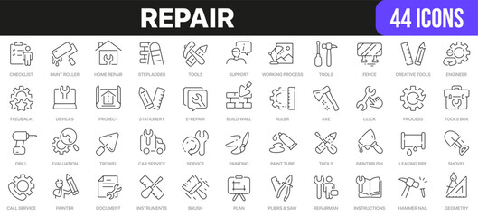 Repair line icons collection. UI icon set in a flat design. Excellent signed icon collection. Thin outline icons pack. Vector illustration EPS10