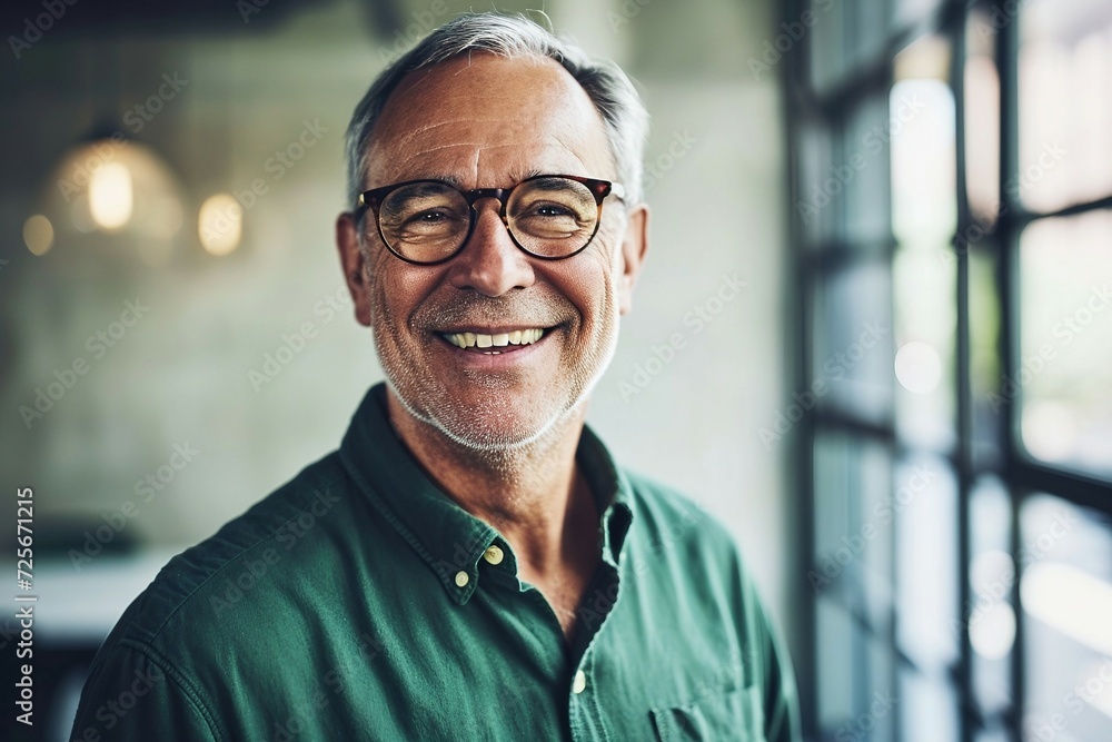 Wall mural a man wearing glasses and smiling