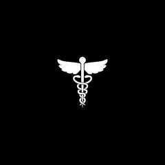 Caduceus Medical Snake Logo  icon isolated on dark background