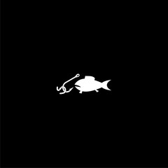 Fish icon isolated on dark background