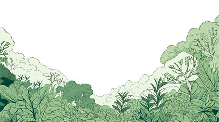 Vector illustration of a lush forest canopy with diverse green foliage  representing the rich biodiversity and abundance of nature. simple minimalist illustration creative