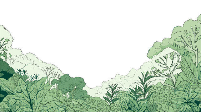 Vector illustration of a lush forest canopy with diverse green foliage  representing the rich biodiversity and abundance of nature. simple minimalist illustration creative