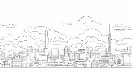 Abstract cityscape with iconic Japanese landmarks  illustrating the seamless integration of ancient customs and modernity in urban environments inspired by Japanese culture. simple minimalist