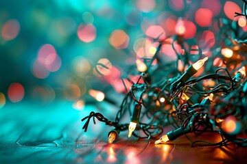a string of lights on a table