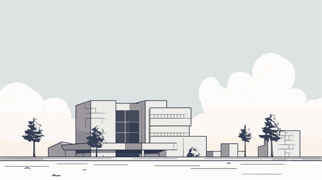 Vector illustration inspired by modern architecture  featuring clean lines and minimalist design  capturing the simplicity and elegance of contemporary buildings. simple minimalist illustration