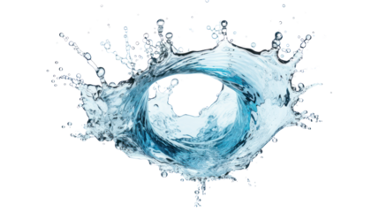 Splash of clear water isolated on transparent and white background.PNG image	