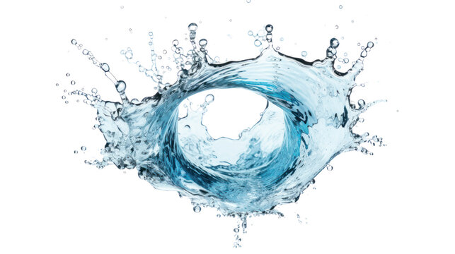 Splash of clear water isolated on transparent and white background.PNG image	