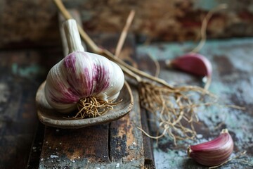 a garlic on a spoon