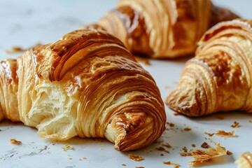 a close up of some croissants