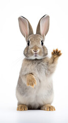 Obraz premium Rabbit standing on its paw isolated on white background