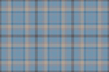 Plaid background, check seamless pattern in blue. Vector fabric texture for textile print, wrapping paper, gift card or wallpaper.