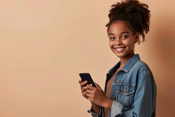 a girl holding a phone
