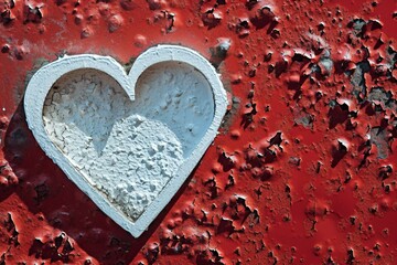 a heart shaped object on a red surface