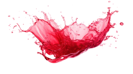 Red juice splash isolated on transparent and white background.PNG image