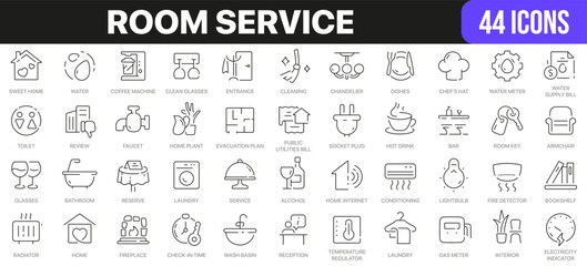 Room service line icons collection. UI icon set in a flat design. Excellent signed icon collection. Thin outline icons pack. Vector illustration EPS10