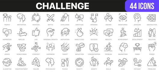 Challenge line icons collection. UI icon set in a flat design. Excellent signed icon collection. Thin outline icons pack. Vector illustration EPS10