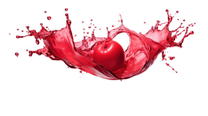 Red juice splash isolated on transparent and white background.PNG image
