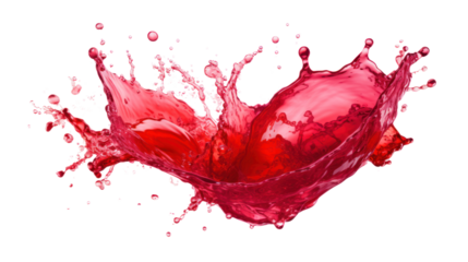 Red juice splash isolated on transparent and white background.PNG image